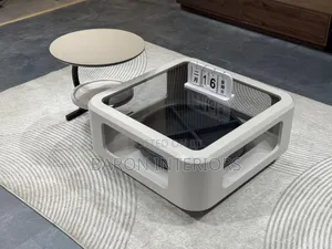 Glass Top Center Table With 1 Side Stool