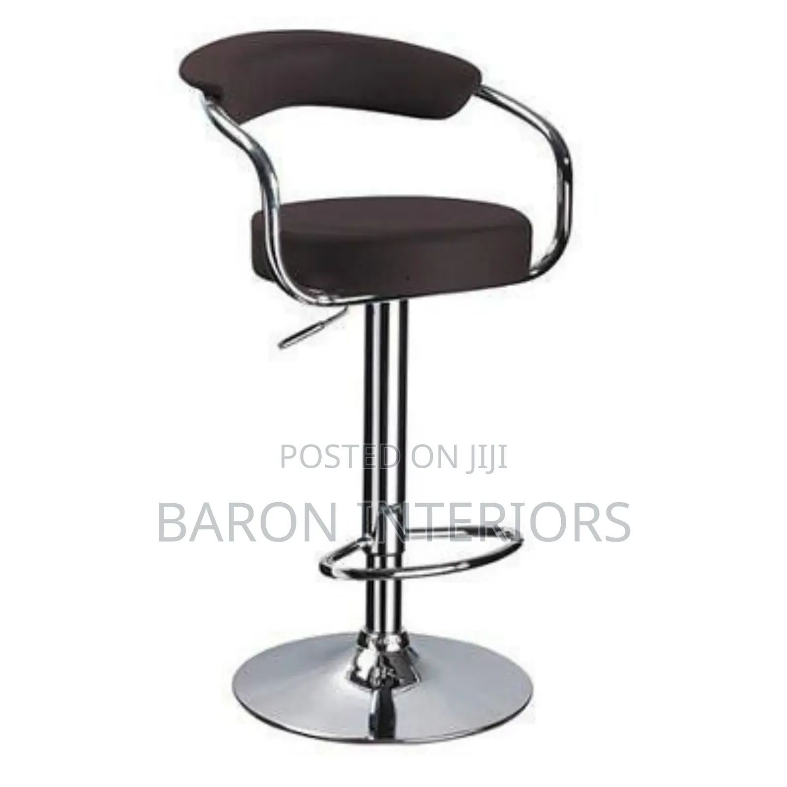 Chrome Bar Stool With Backrest - Black