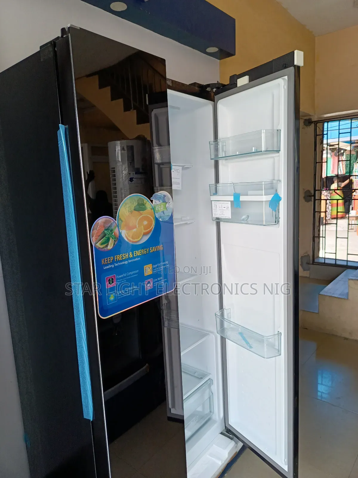 Mirror Black Inverter Side by Side Fridge