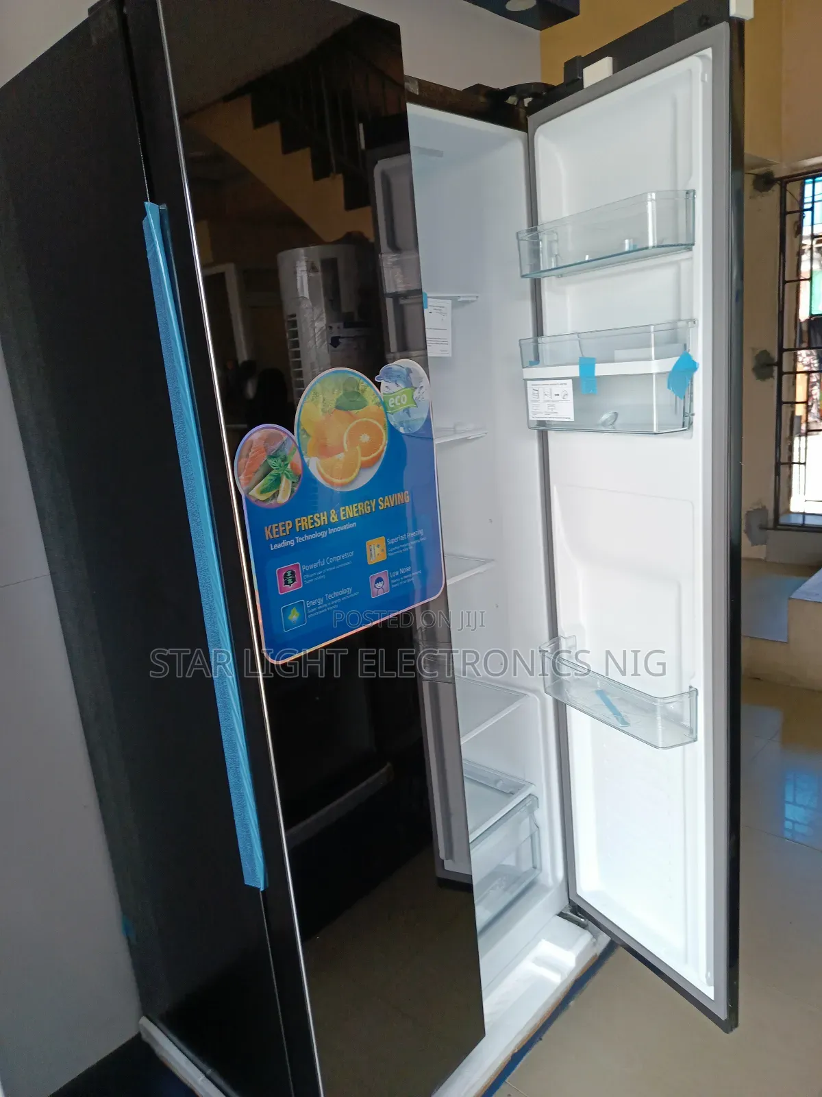 Mirror Black Inverter Side by Side Fridge
