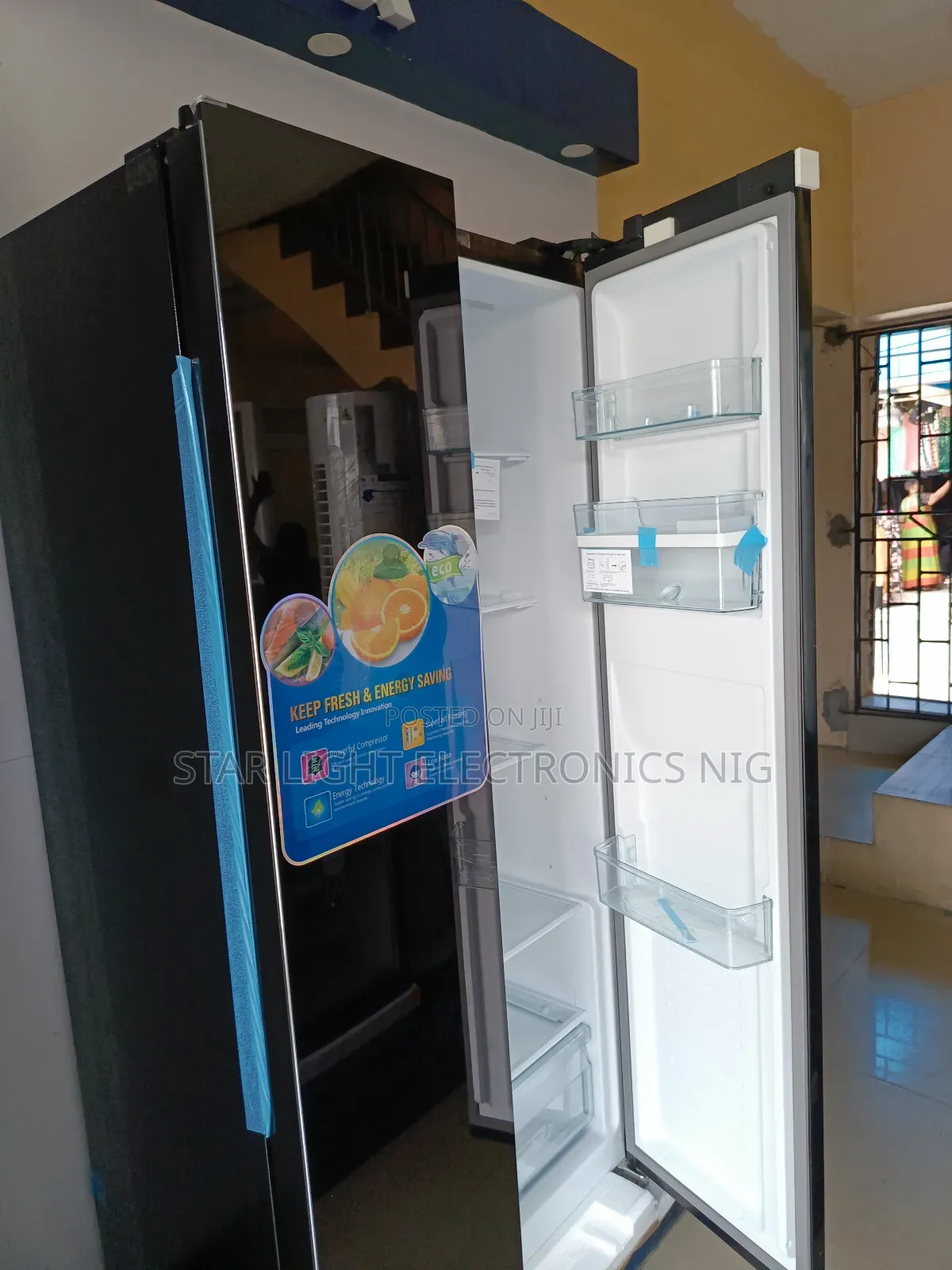 Mirror Black Inverter Side by Side Fridge