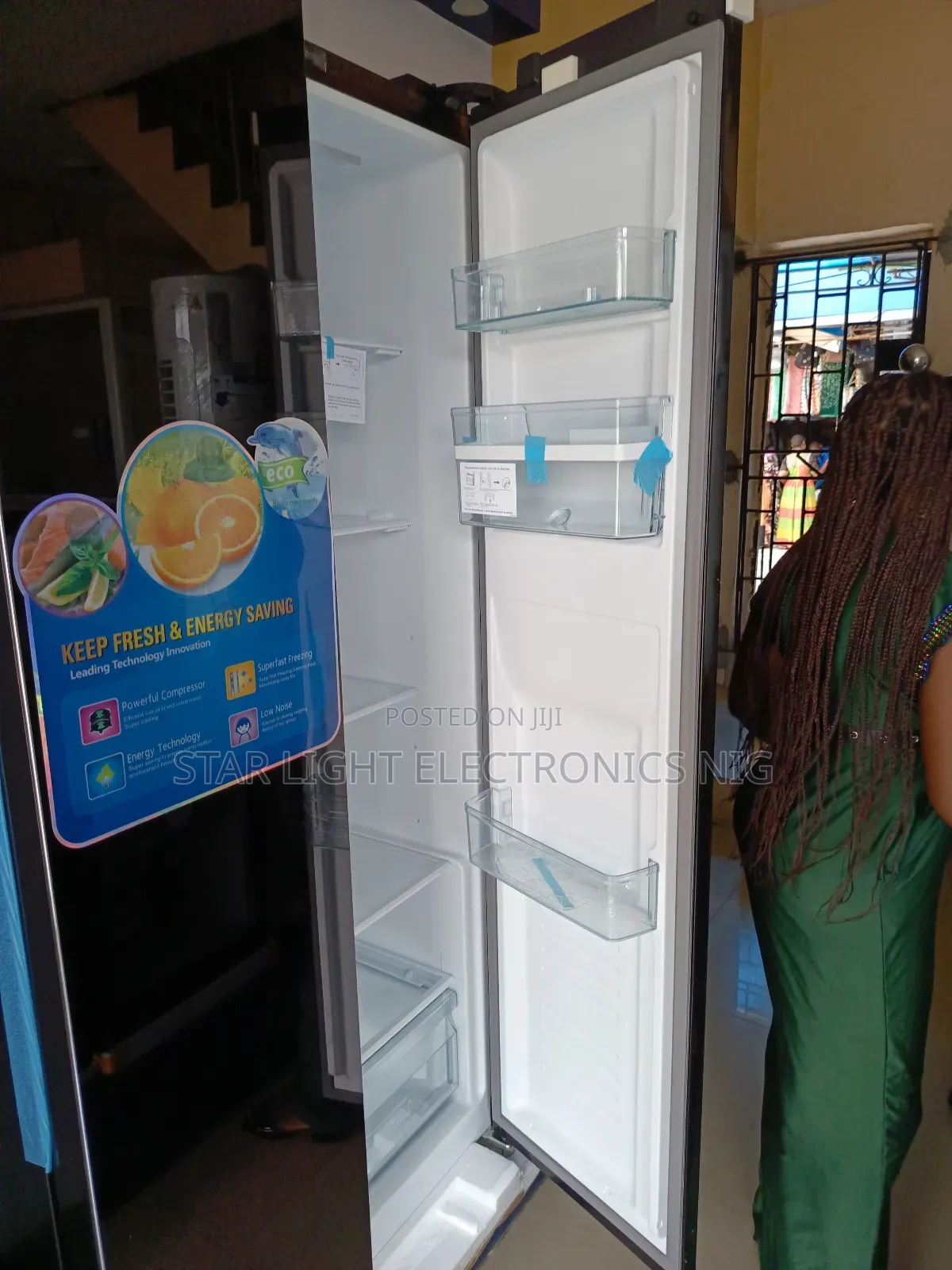 Mirror Black Inverter Side by Side Fridge