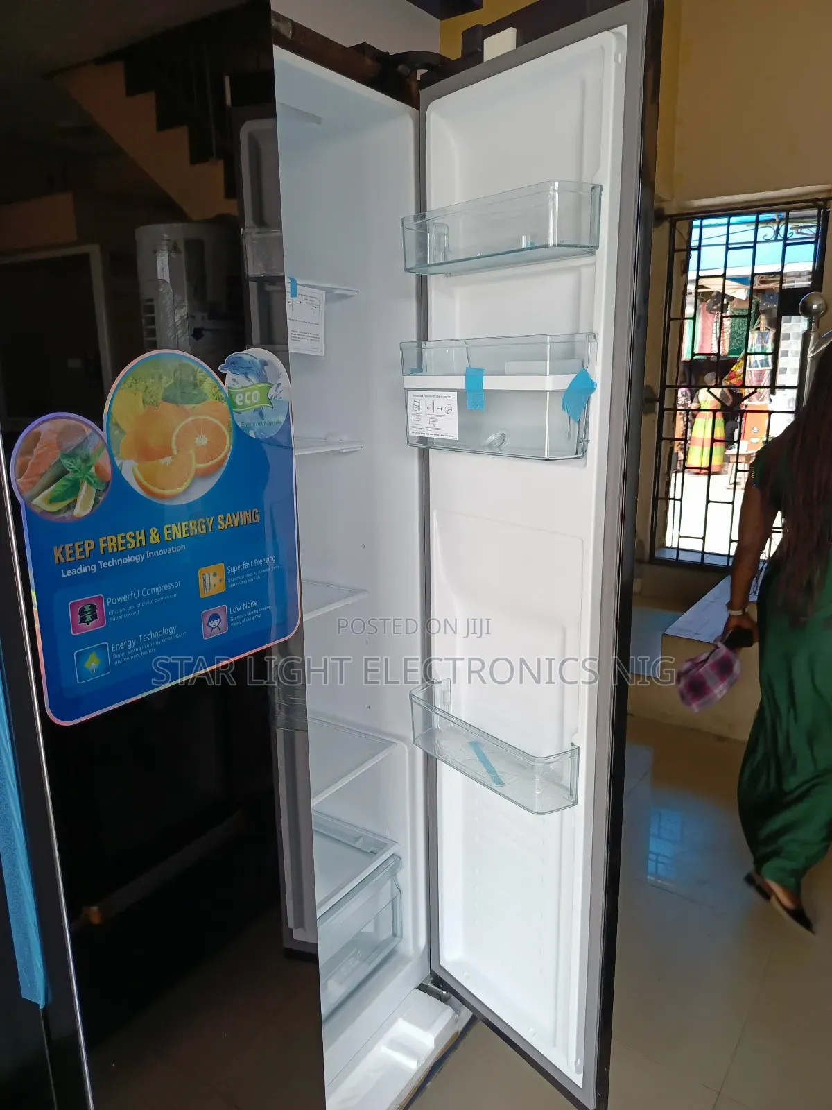 Mirror Black Inverter Side by Side Fridge