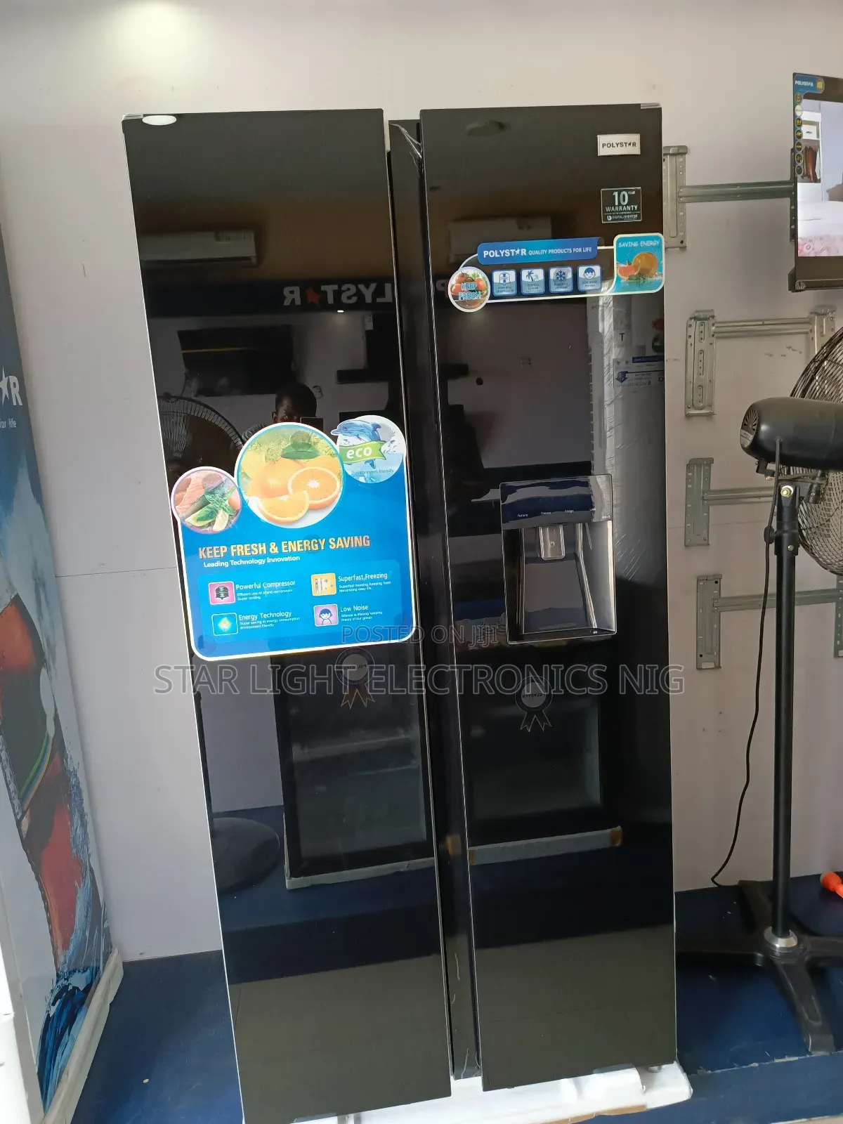 Mirror Black Inverter Side by Side Fridge