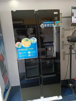 Photo - Mirror Black Inverter Side by Side Fridge