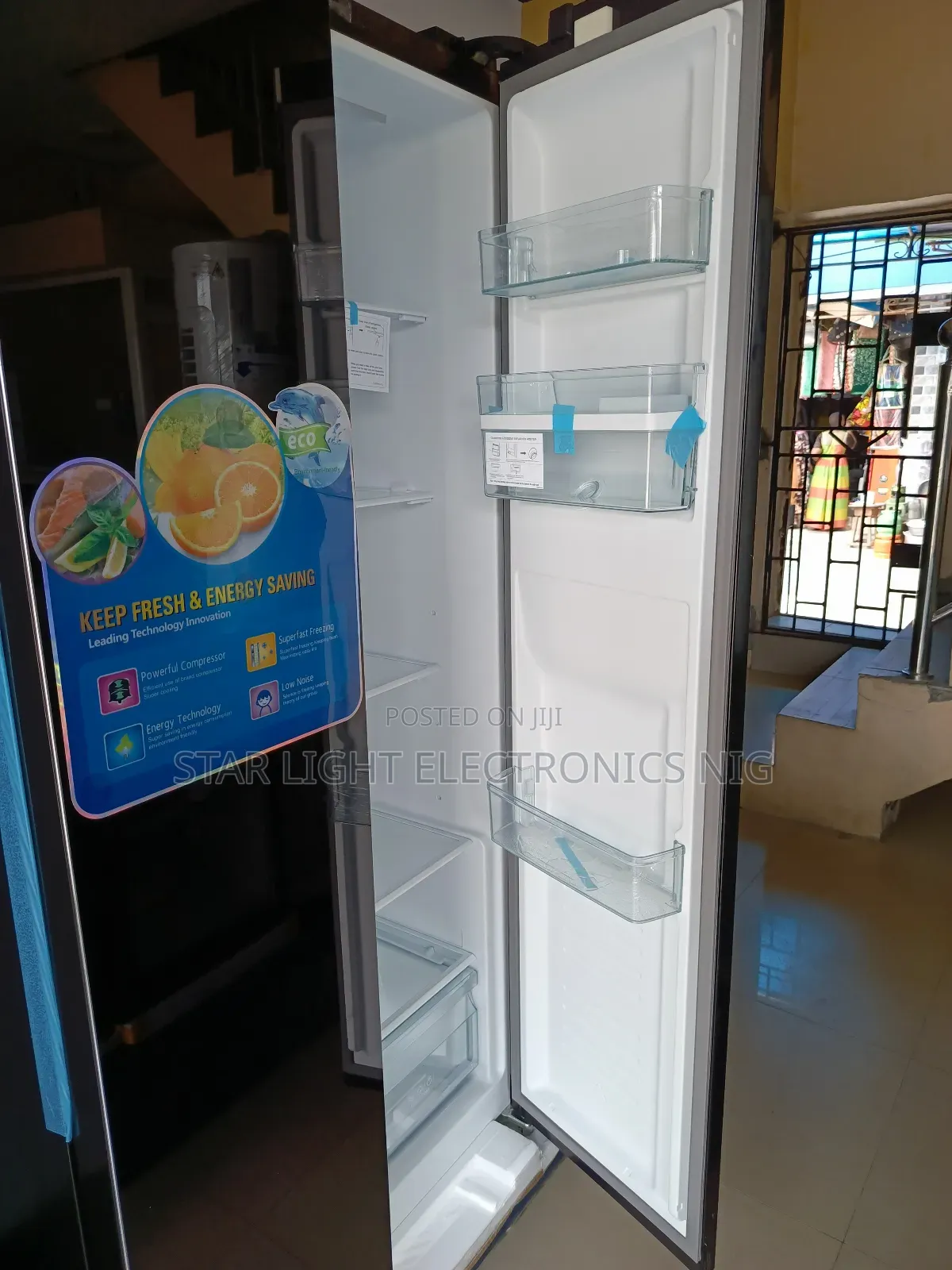 Mirror Black Inverter Side by Side Fridge