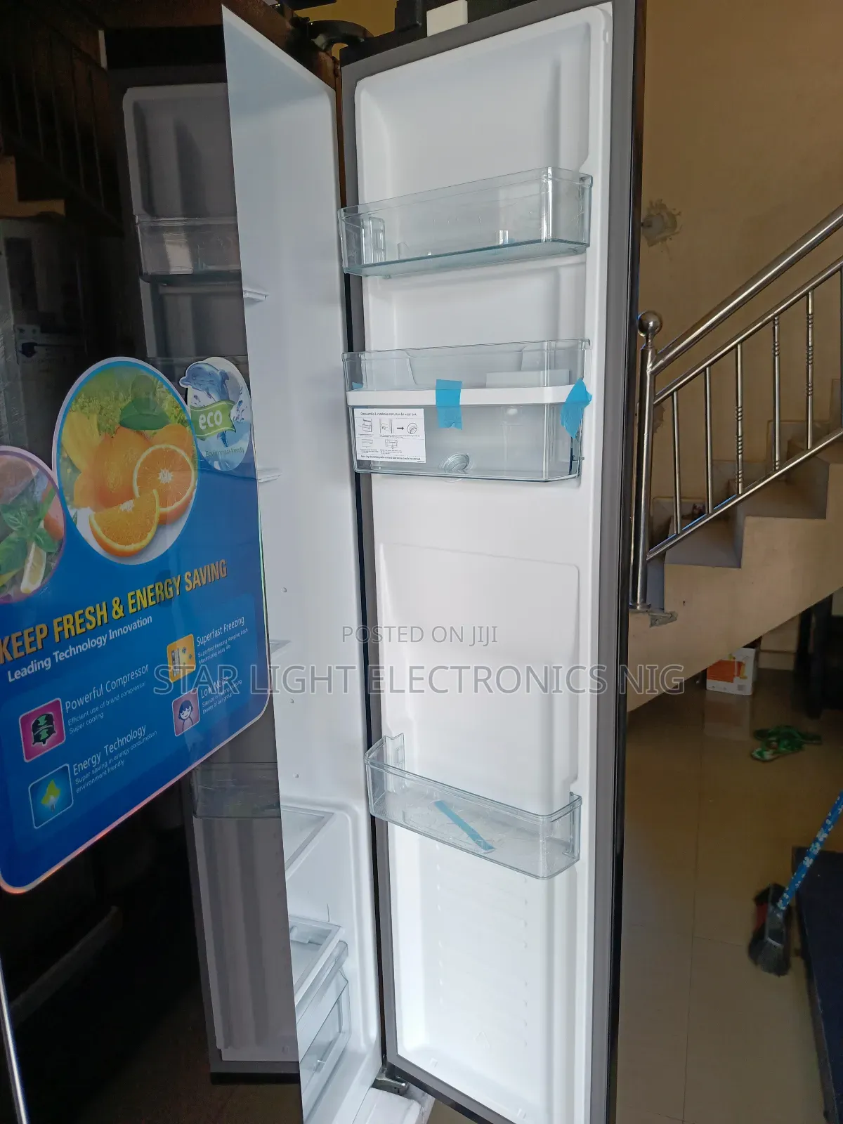 Mirror Black Inverter Side by Side Fridge