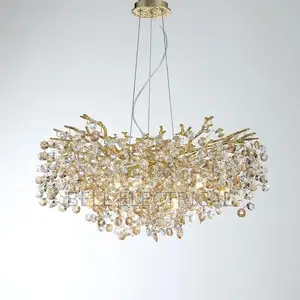Sun Crystal Ceiling Chandelier Gold Lustre
