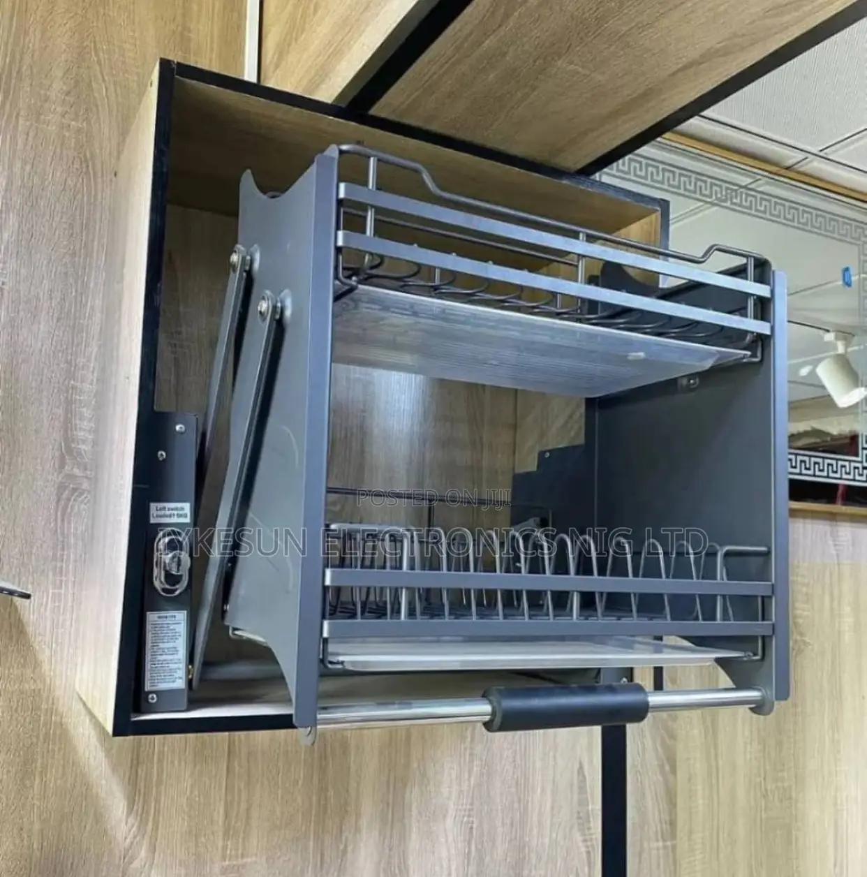 Original 60cm Inbuilt Cabinet Grey Pull Down Plate Rack Etc.