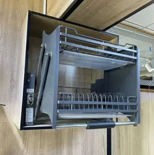 Original 60cm Inbuilt Cabinet Grey Pull Down Plate Rack Etc.