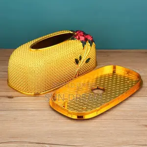 Luxury Golden Tissue Box Storage Box