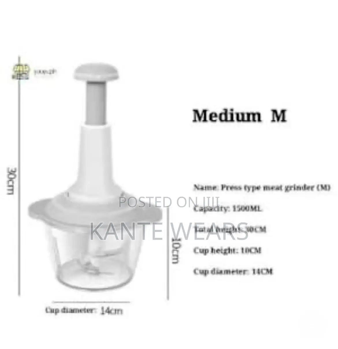 Food Processor Manual Blender Grater - 1500ml