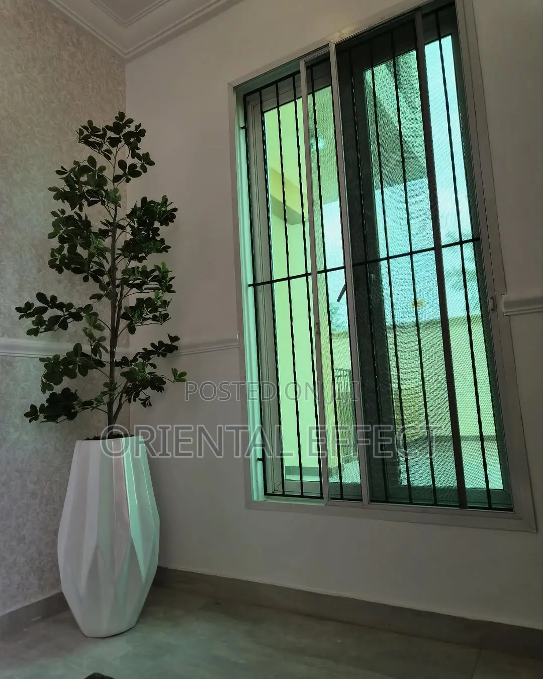 Straight Cedar Tree (210cm) With Big Okro Pot (White)