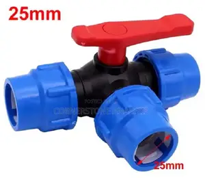 Pe Pipe 3-Way, 25mm Plastic Ball Valve for Industrial Use