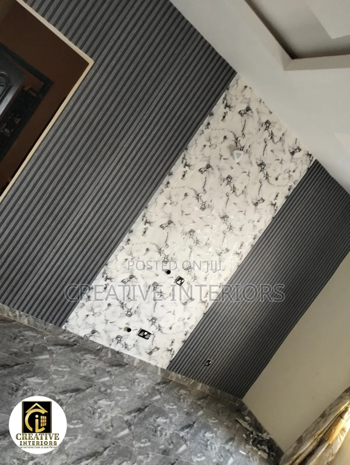 Fluted and Marble Wallpaper Combo