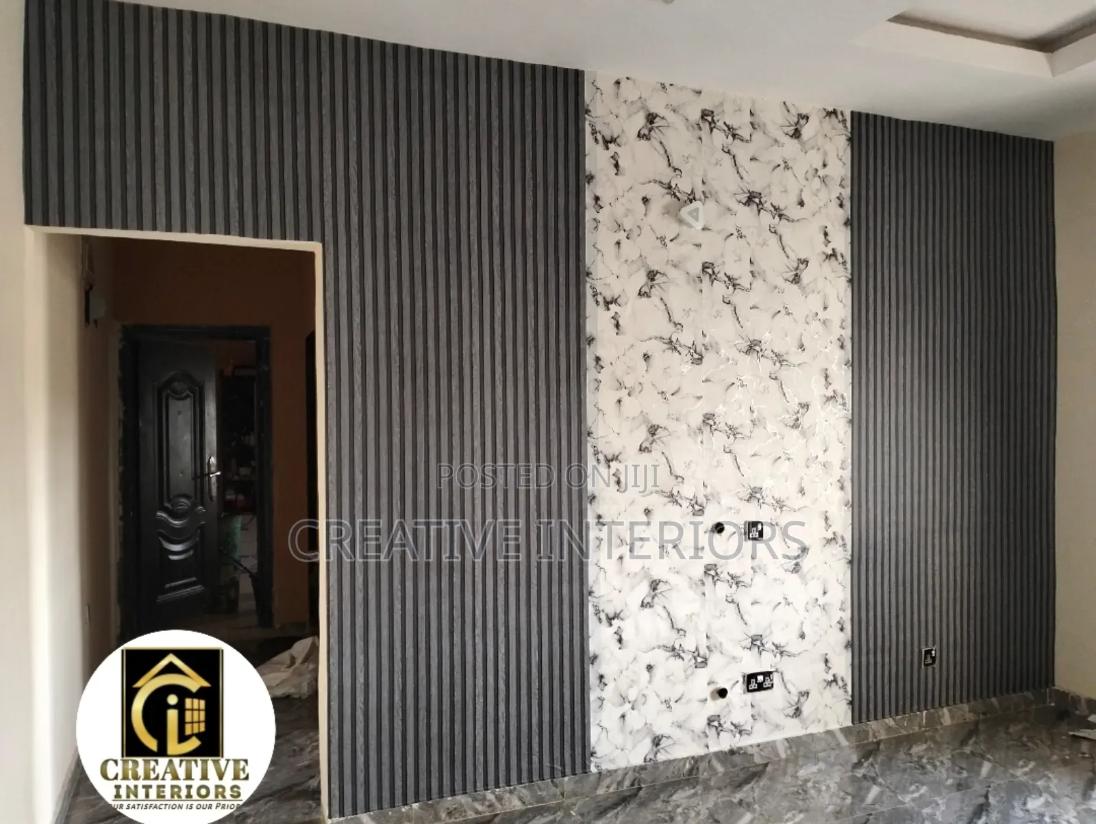 Fluted and Marble Wallpaper Combo