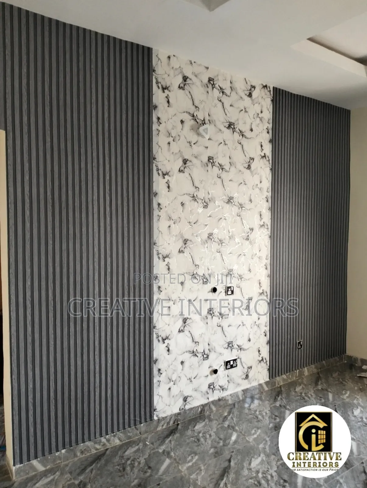 Fluted and Marble Wallpaper Combo