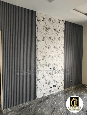 Fluted and Marble Wallpaper Combo