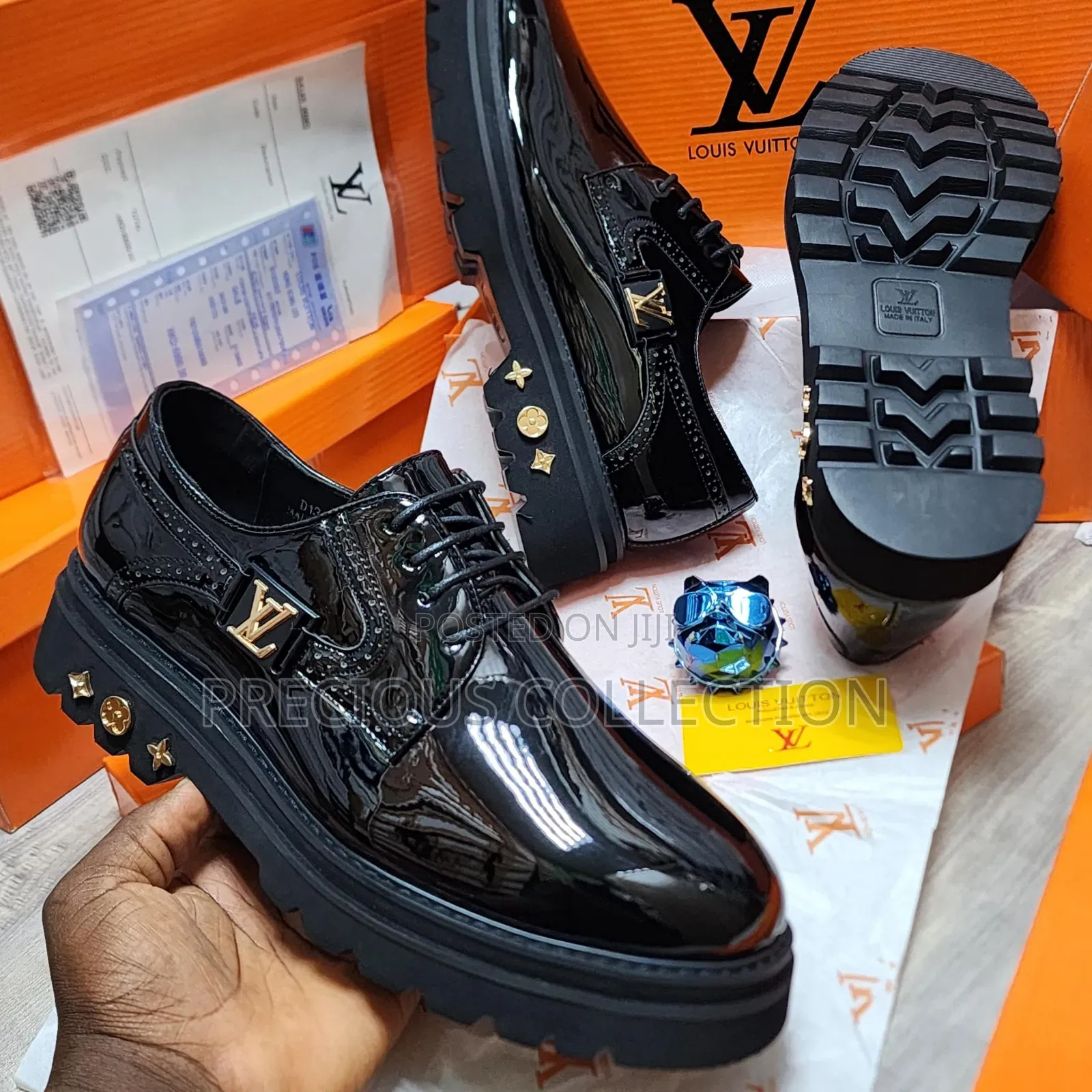 Loius Vuitton Glossy Leather Double Sole Lace Up Shoes