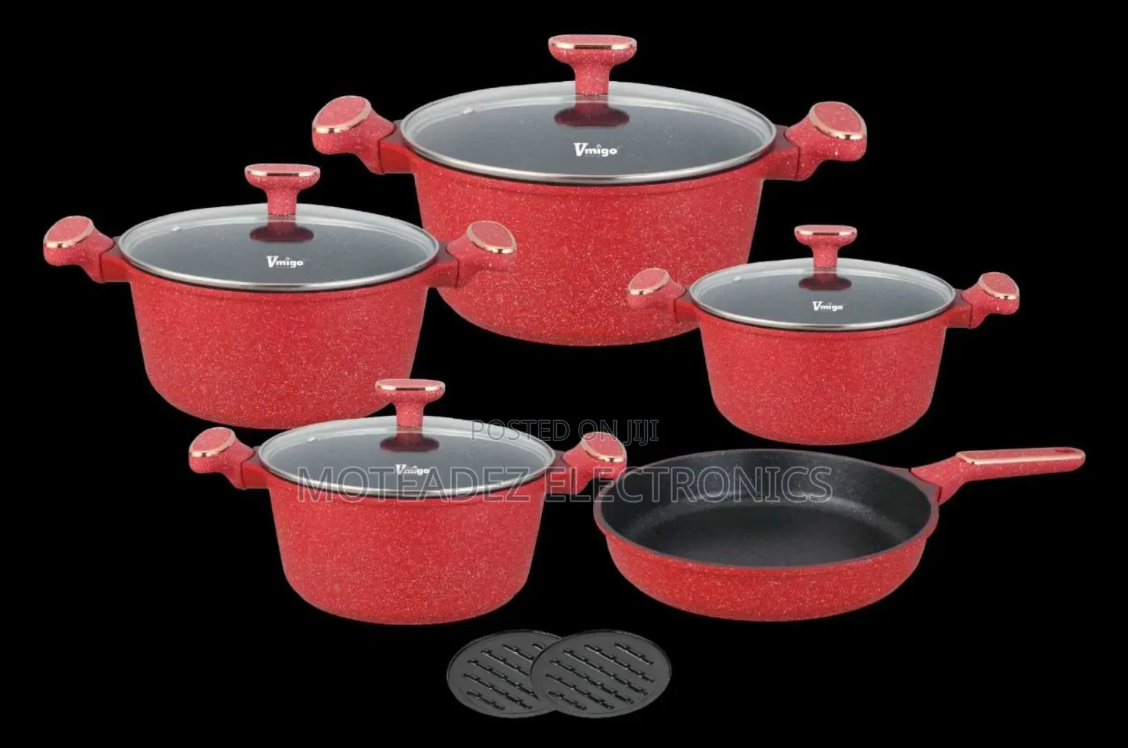 Vmigo 11pcs Quality Die Cast Nonstick Granite Cookware Set