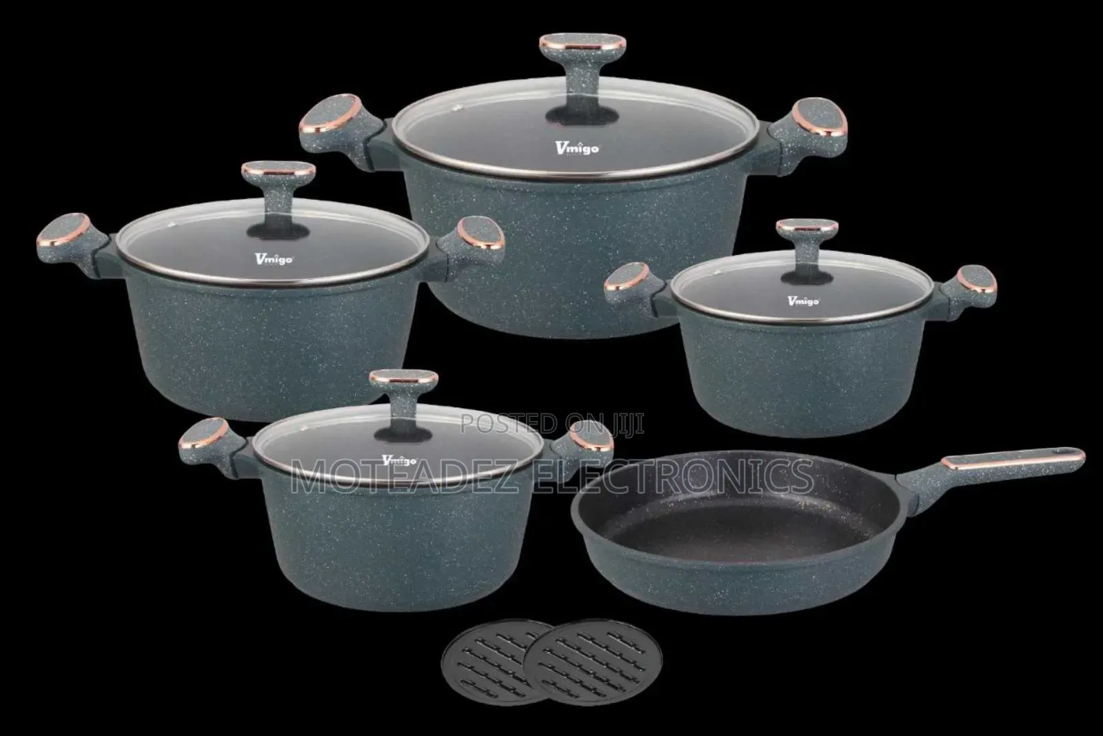 Vmigo 11pcs Quality Die Cast Nonstick Granite Cookware Set