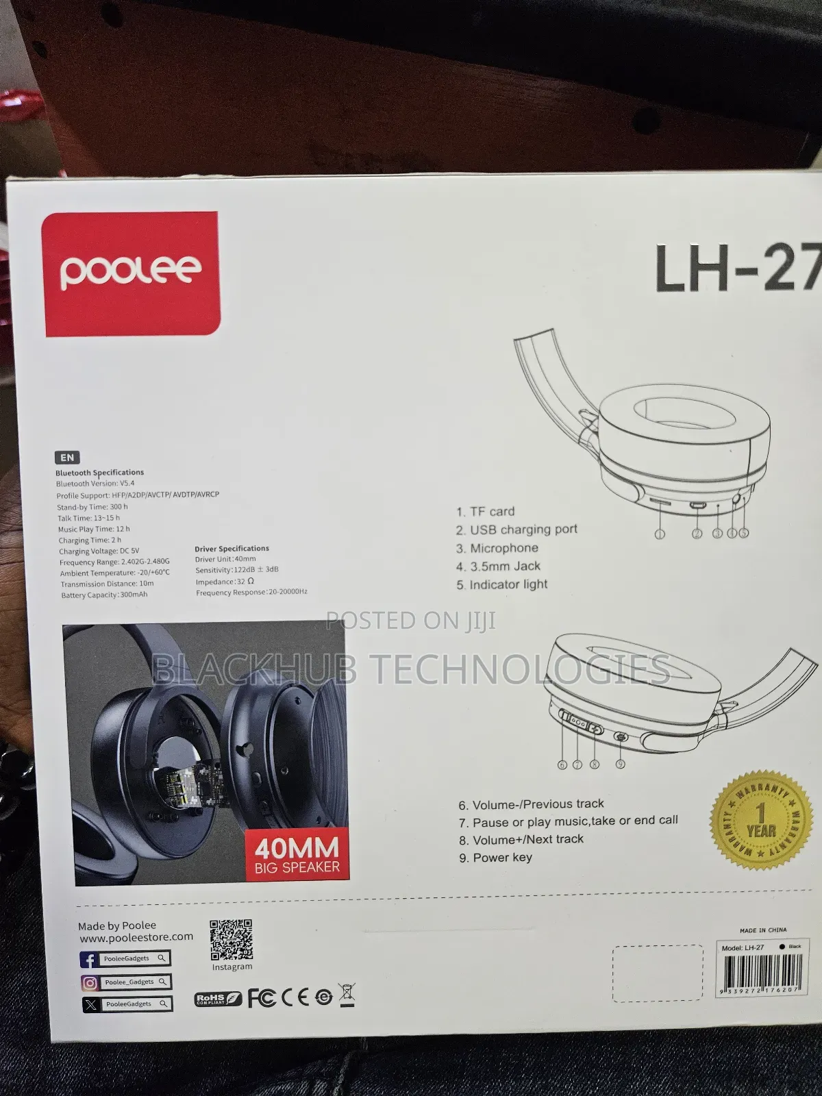 Poolee Lh-27 Bluetooth Headset Headphone