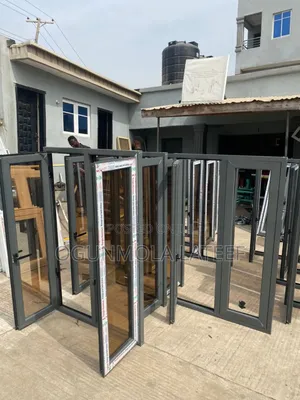 Grey Aluminum Casement Window With Net