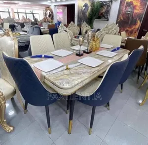 6 Seater Padded Marble Dining Set