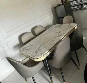 6 Seater Padded Marble Dining Set