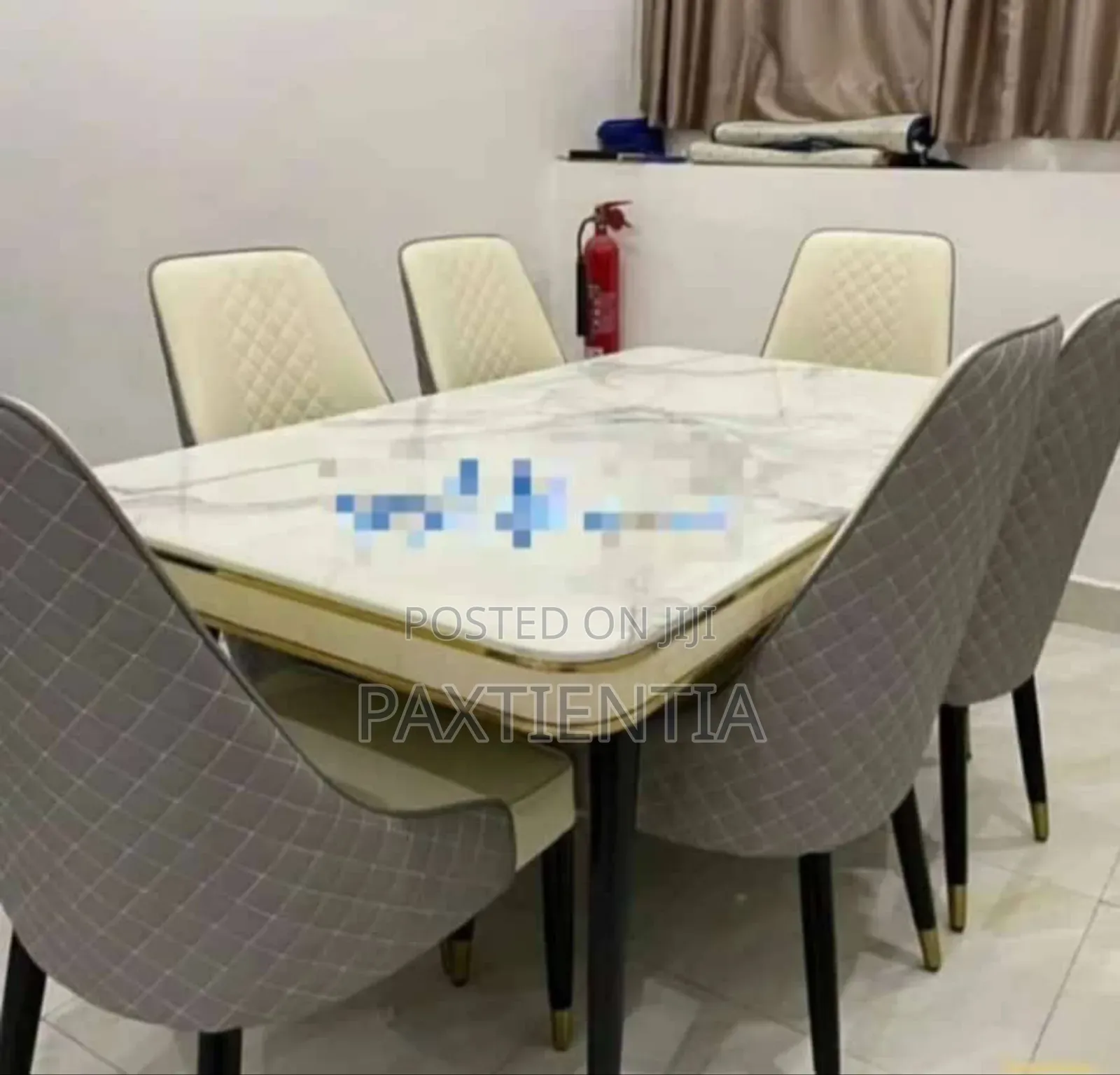 6 Seater Padded Marble Dining Set