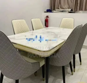 6 Seater Padded Marble Dining Set