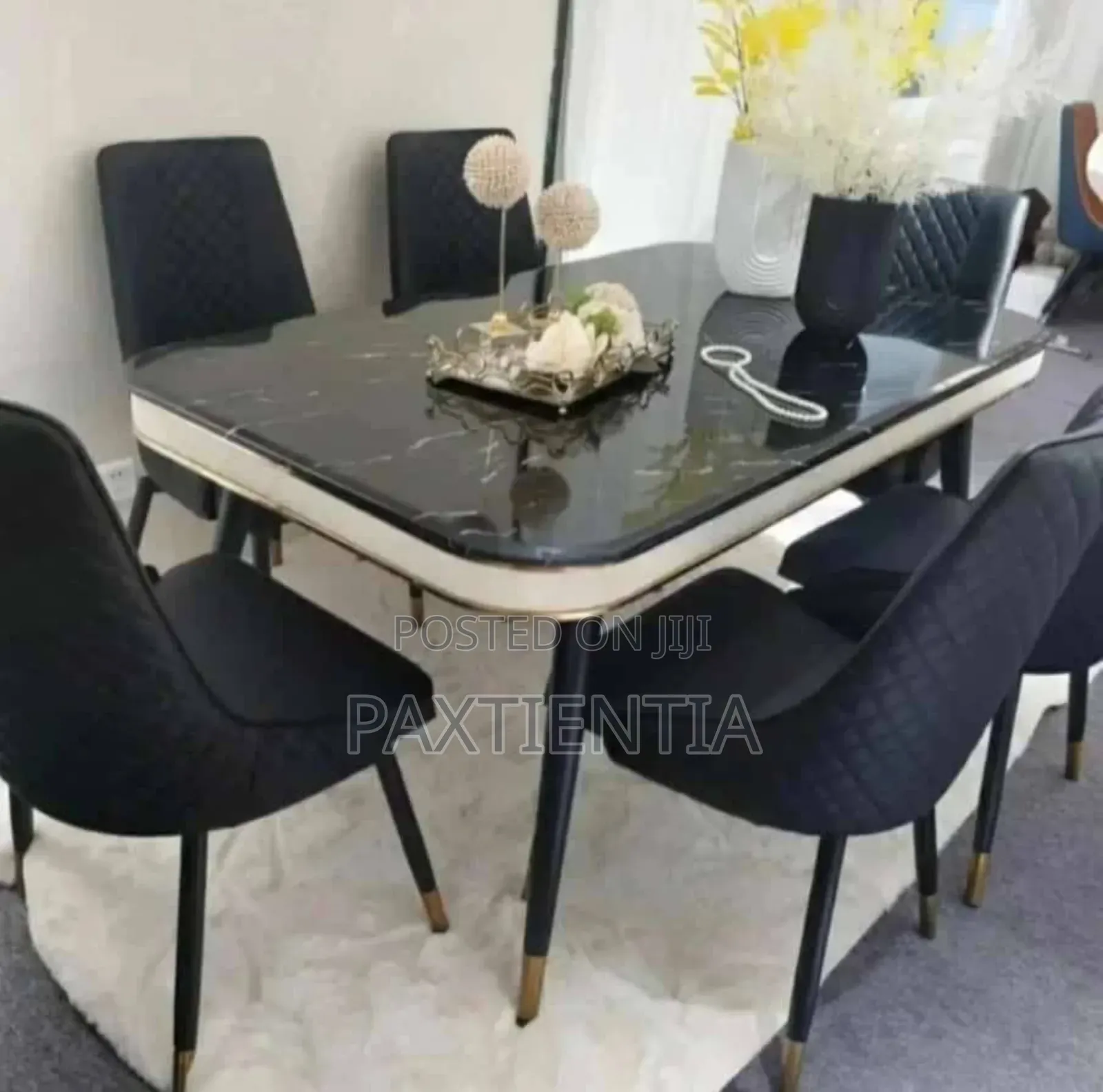 6 Seater Padded Marble Dining Set