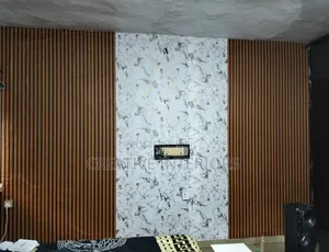 Brown Fluted and Marble Wallpaper Combo