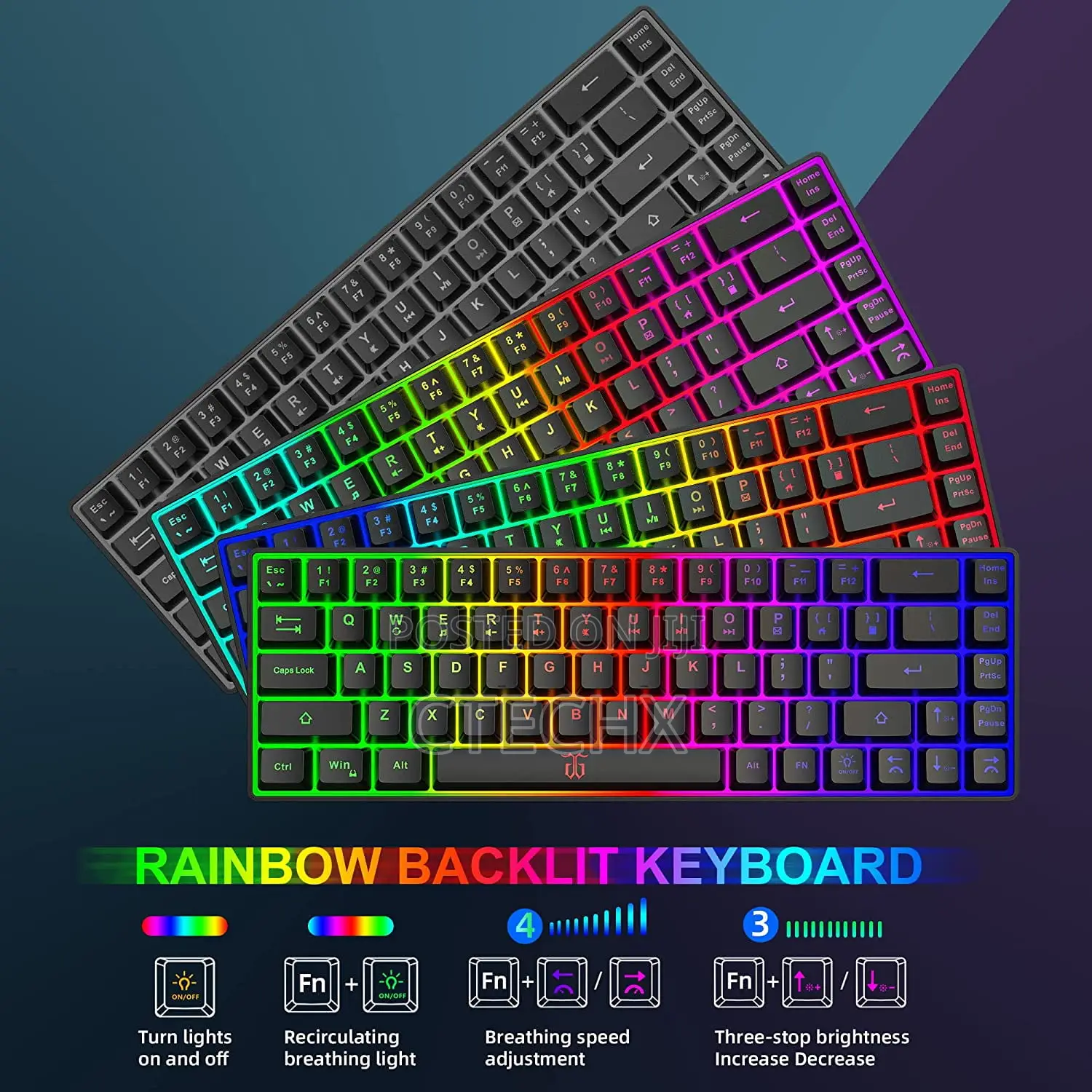 Rechargeable Wireless Mechanical Keyboard Led Backlit 61 Key