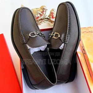 Classic Ferragamo Brown, Black, Leather Corporate Shoe