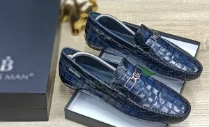 Blue, Brown, Black, Leather Loafers Shoe