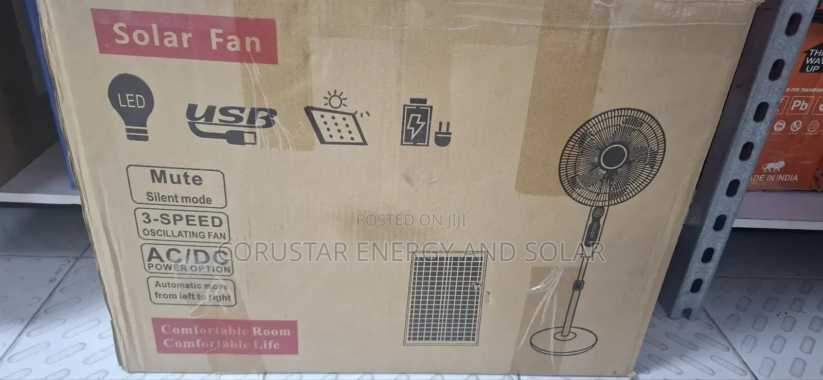 Solar Rechargeable Standing Fan - Charweek*