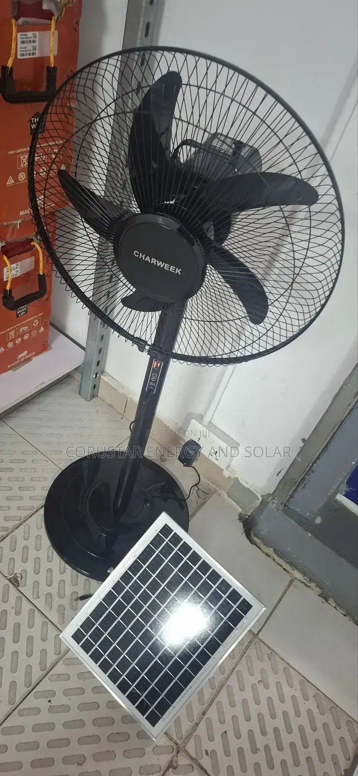 Solar Rechargeable Standing Fan - Charweek*