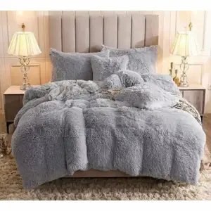 Spice Bedsheets Fur Duvet With Plain Bedsheet 4 Pillowcase
