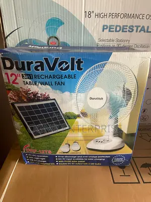Duravolt 12 Inches 3 in 1 Rechargeable Fan