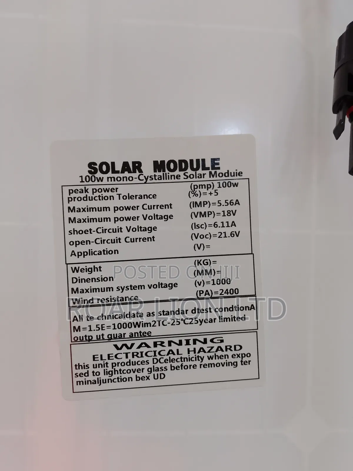 100w Mono Solar Modules Panel 18cells