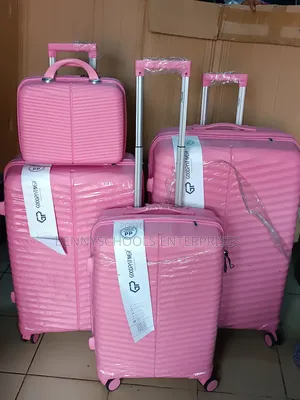 Set of 4 Pink Gp Unbreakable Rubber Luggages With Antitheft