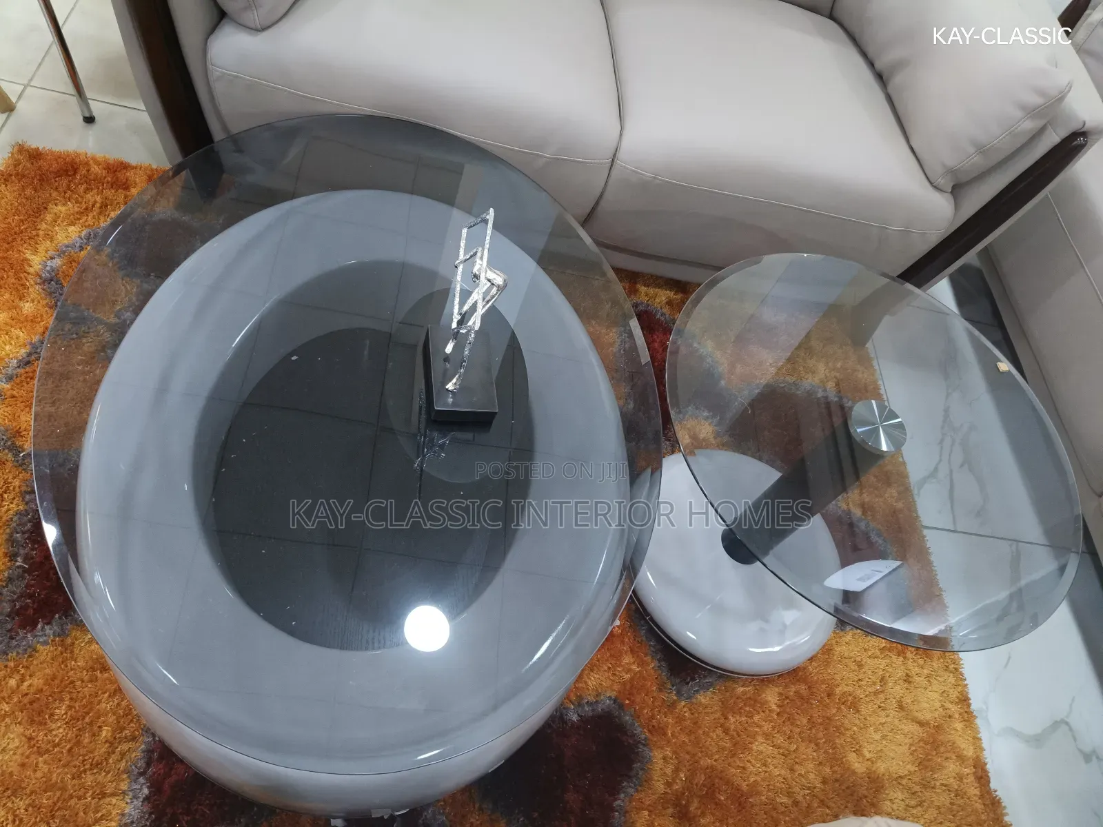 Center Table Glass Top One Side Stool
