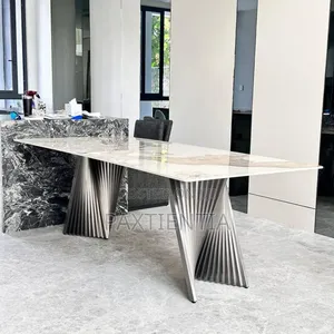 Wave Patterned Black Leg Dinning Table