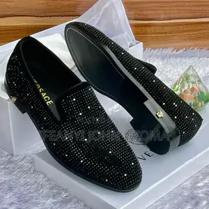 Exclusive Versace Black With Sliver Stone Luxury Shoe