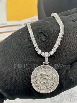 Photo - Moissanite Diamond Tennis Necklace With Bitcoin Pendant