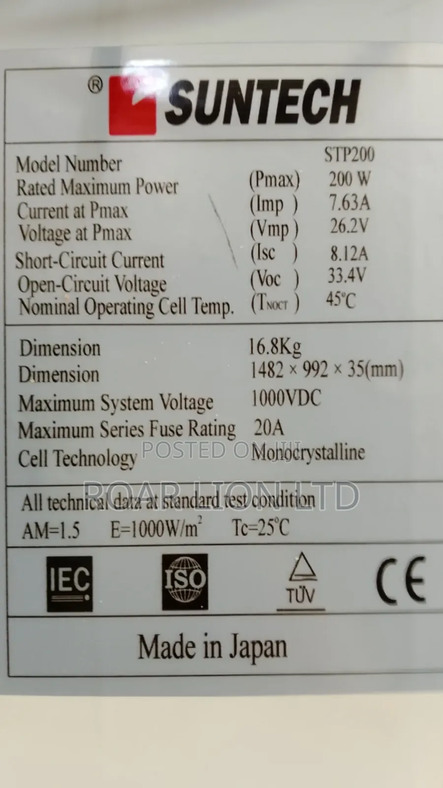 200w Suntech Solar Panels 72cells