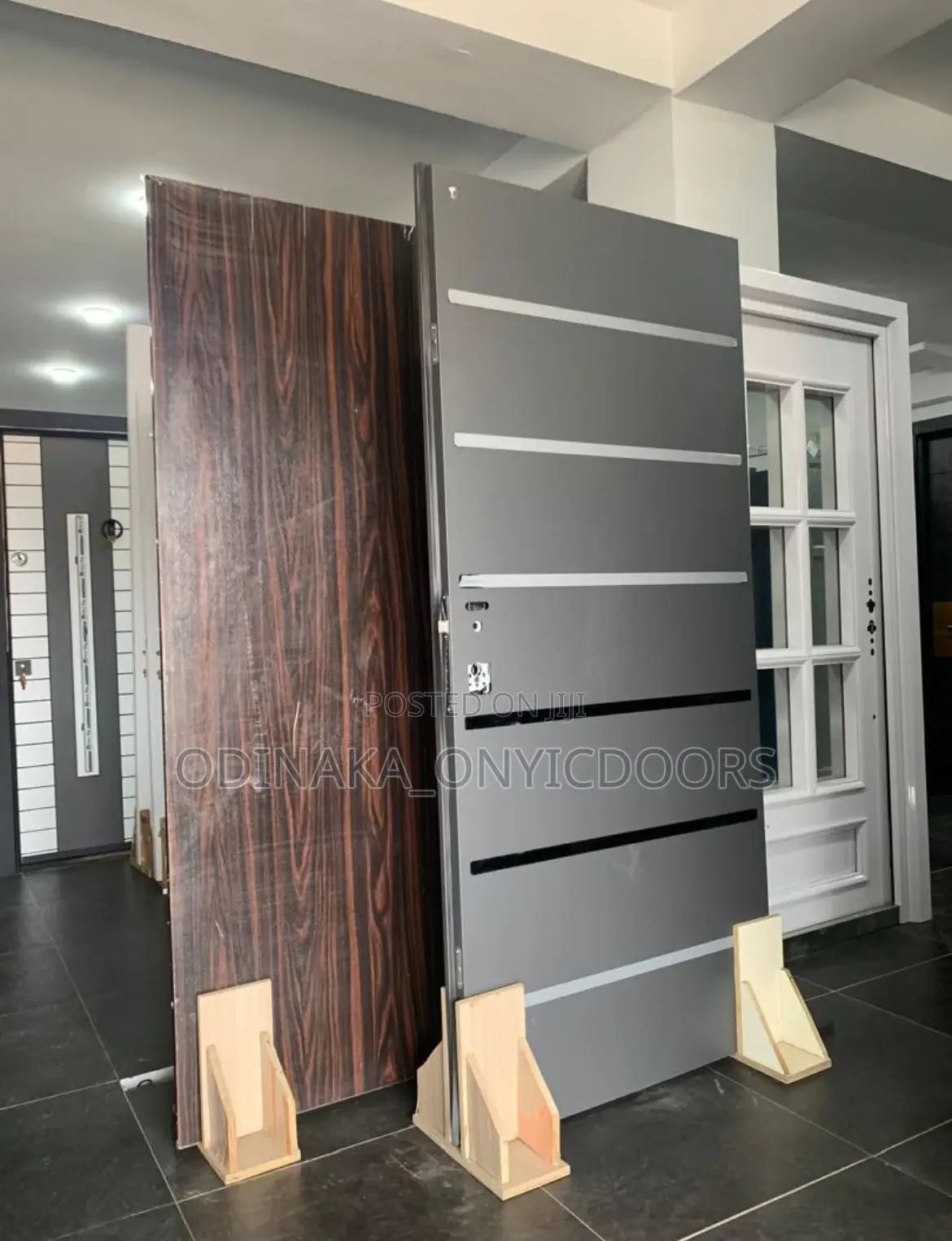 7ft By 3ft Gray With Silver Line Isreali Door (Fireproof)