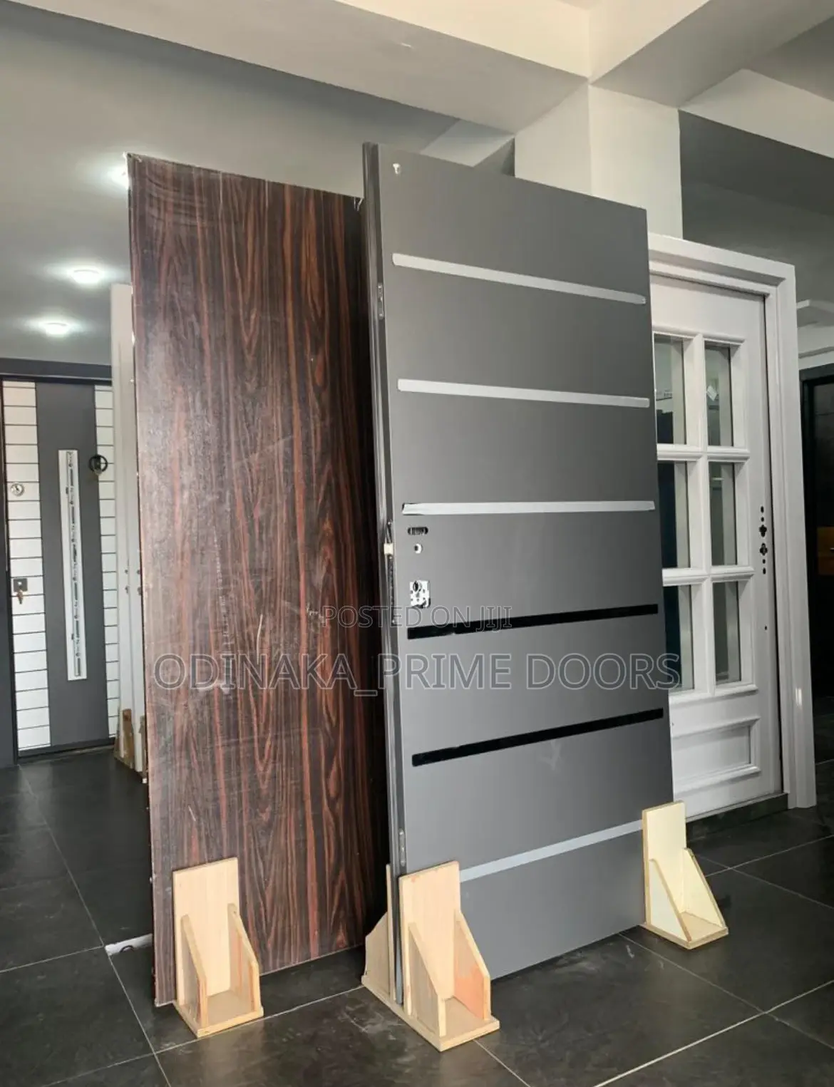 7ft By 3ft Gray With Silver Line Isreali Door (Fireproof)