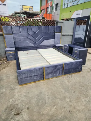 Grey Upholstery Padded 7by6 Complete Set of Bed.